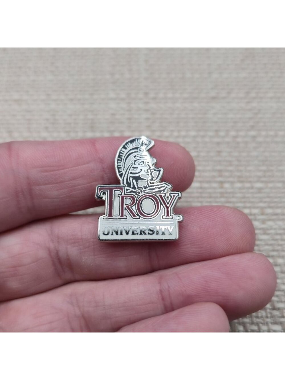 Troy University Trojans Silver Tone Enamel Lapel Pin Logo A8562